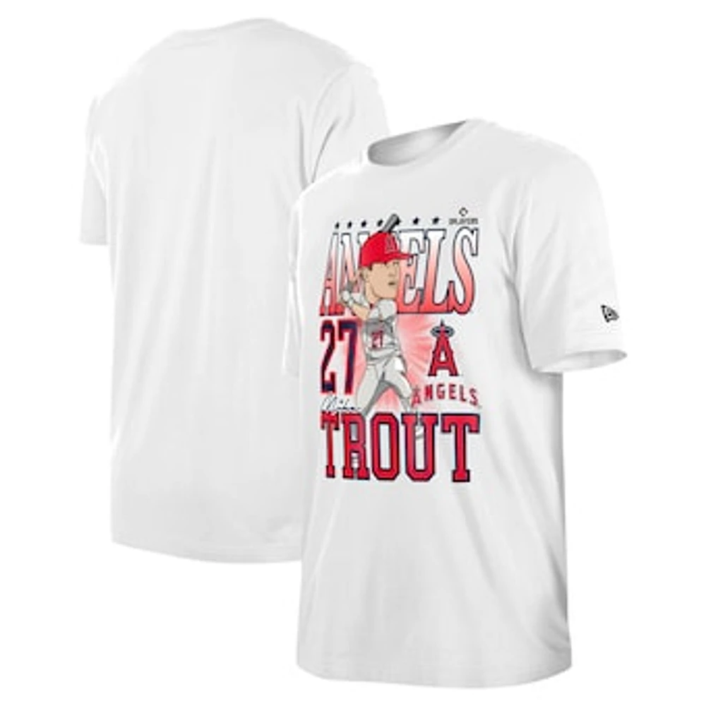 Men's New Era Mike Trout White Los Angeles Angels Caricature T-Shirt