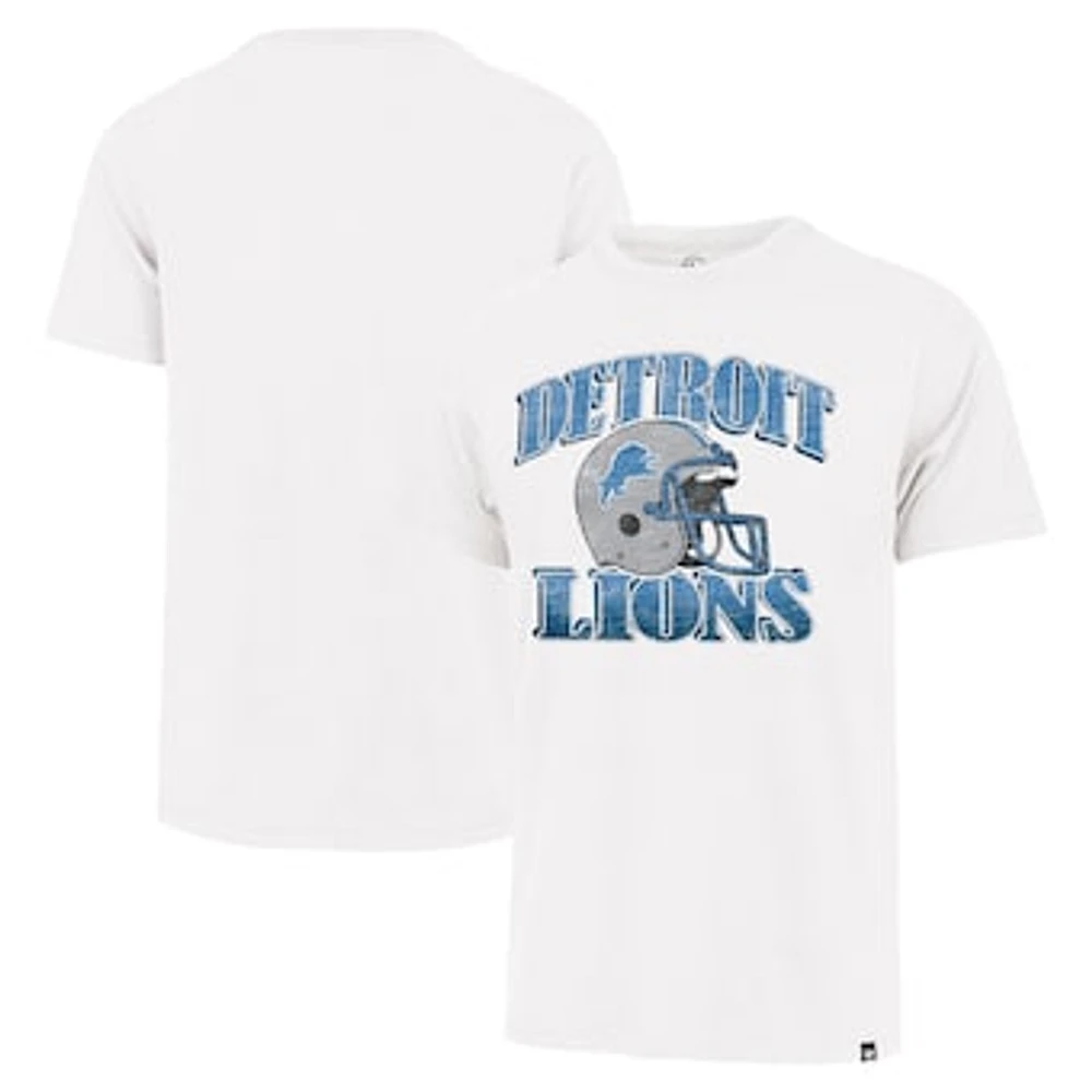 Men's '47 White Detroit Lions Overrun Franklin Throwback Logo T-Shirt