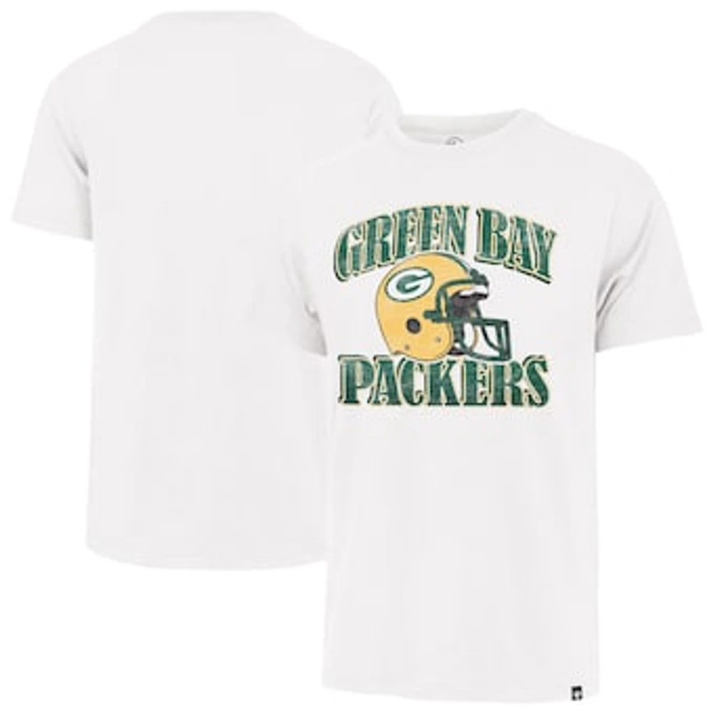 Men's '47 White Green Bay Packers Overrun Franklin Throwback Logo T-Shirt