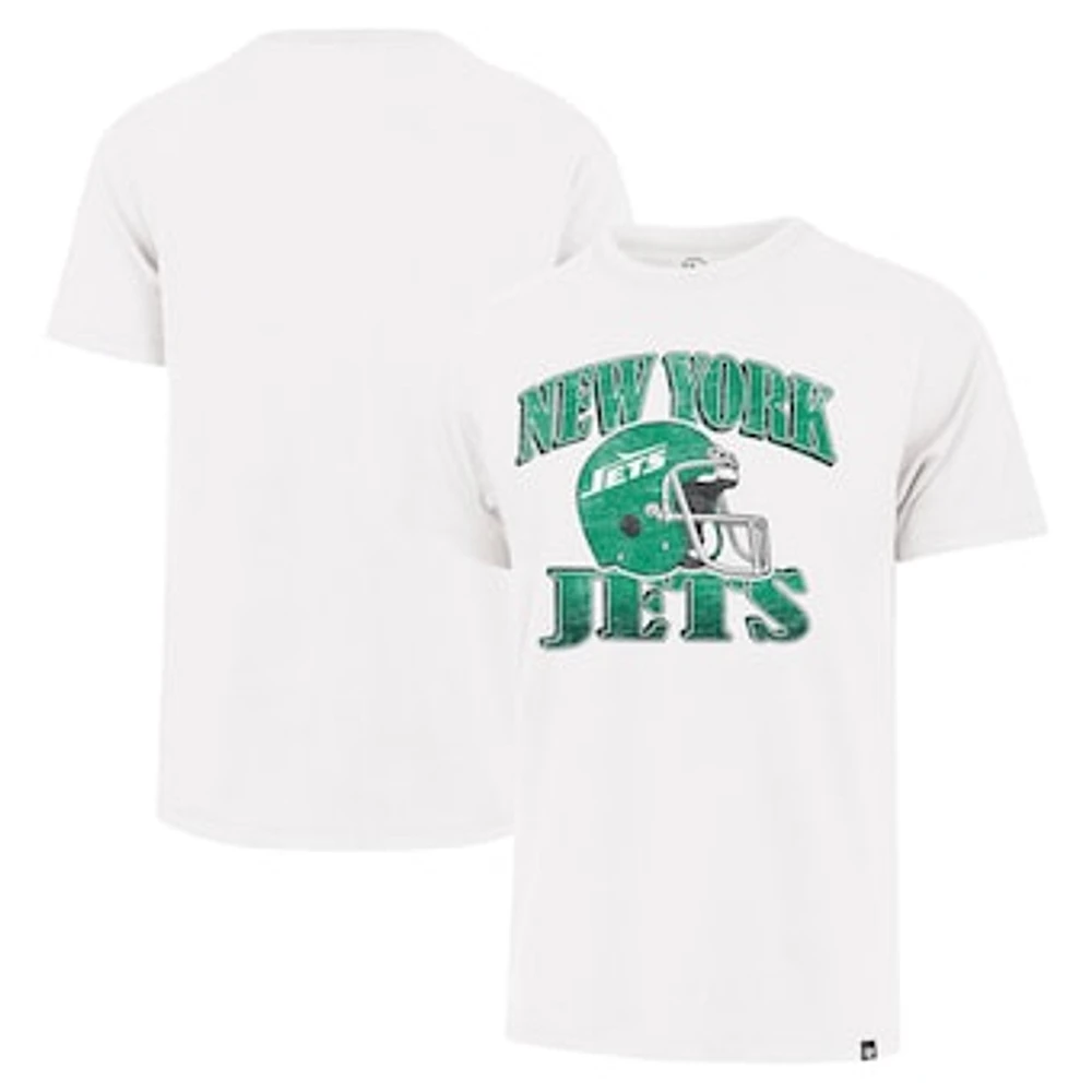 Men's '47 White New York Jets Overrun Franklin Throwback Logo T-Shirt