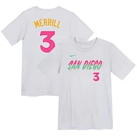 Preschool Nike Jackson Merrill White San Diego Padres City Connect Player Name & Number T-Shirt