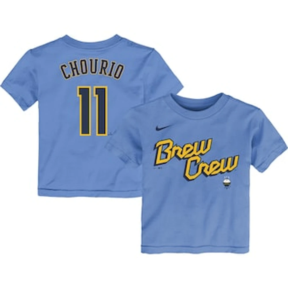 Preschool Nike Jackson Chourio Powder Blue Milwaukee Brewers City Connect Player Name & Number T-Shirt