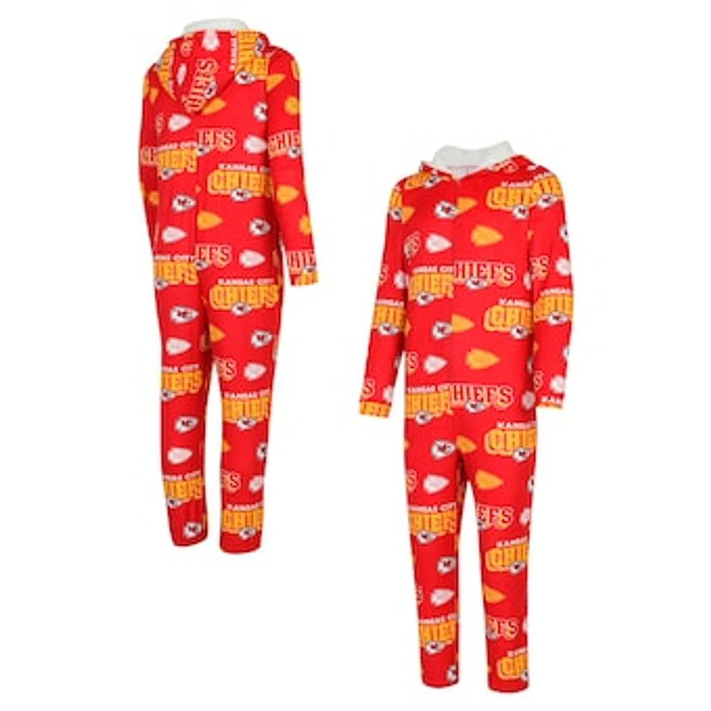 Men's Concepts Sport Red Kansas City Chiefs Roadway All Over Microfleece Full-Zip Union Suit