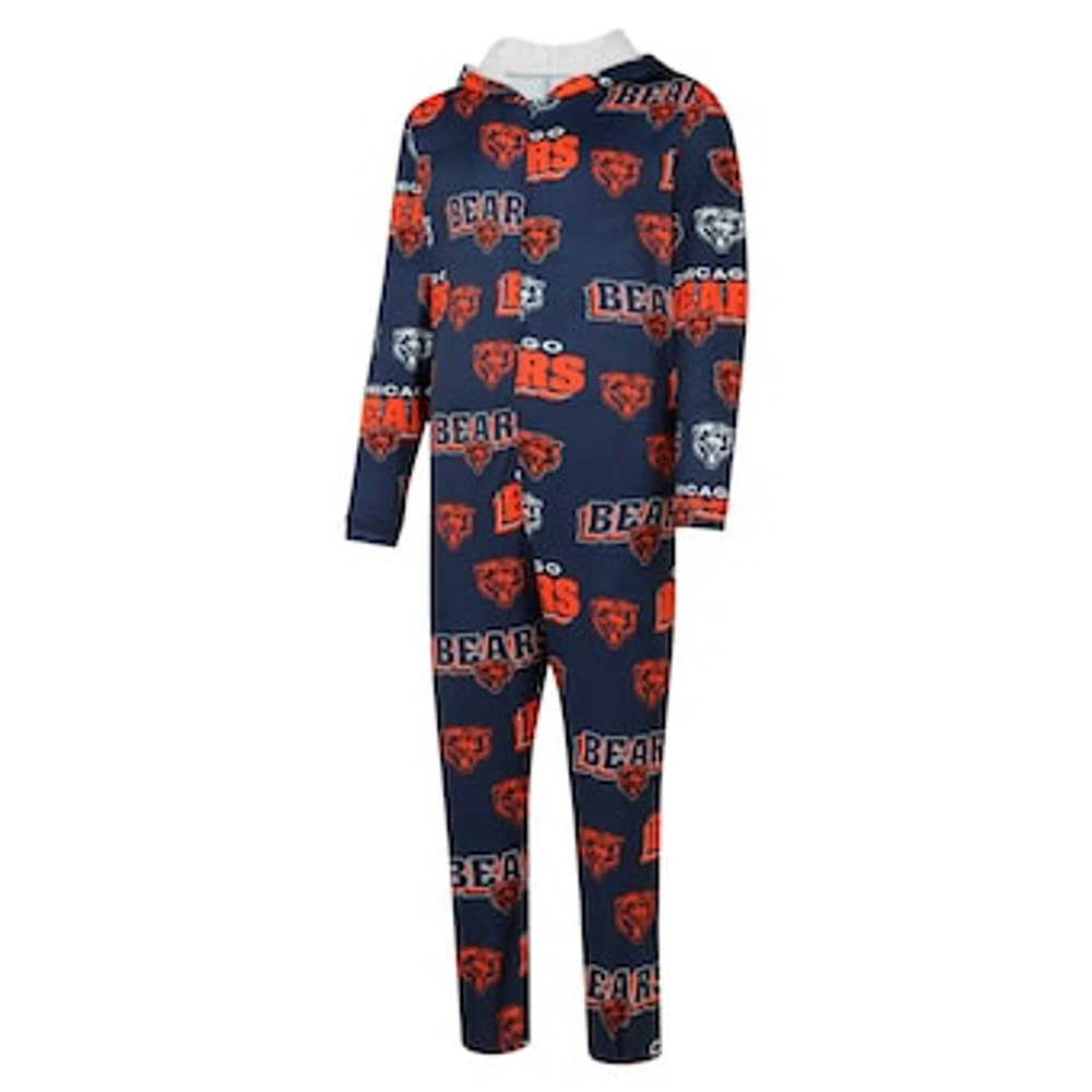 Men's Concepts Sport Navy Chicago Bears Roadway All Over Microfleece Full-Zip Union Suit