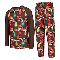 Men's Concepts Sport  Brown Cleveland Browns Garland Knit Raglan Long Sleeve T-Shirt and Pants Set