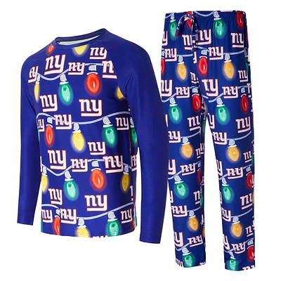 Men's Concepts Sport  Navy New York Giants Garland Knit Raglan Long Sleeve T-Shirt and Pants Set