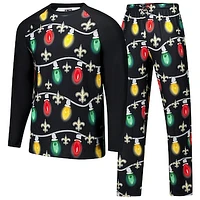 Men's Concepts Sport  Black New Orleans Saints Garland Knit Raglan Long Sleeve T-Shirt and Pants Set