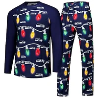 Men's Concepts Sport  College Navy Seattle Seahawks Garland Knit Raglan Long Sleeve T-Shirt and Pants Set