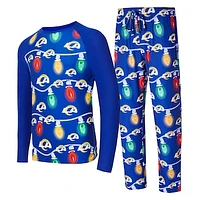 Men's Concepts Sport  Royal Los Angeles Rams Garland Knit Raglan Long Sleeve Top and Pants Set