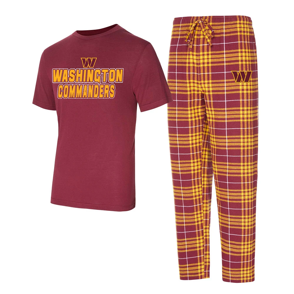 Men's Concepts Sport  Burgundy/Gold Washington Commanders Vector T-Shirt & Flannel Pants Sleep Set