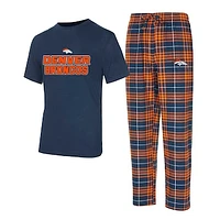 Men's Concepts Sport  Navy/Orange Denver Broncos Vector T-Shirt & Flannel Pants Sleep Set