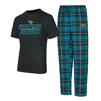 Men's Concepts Sport  Black/Teal Jacksonville Jaguars Vector Top & Flannel Pants Sleep Set