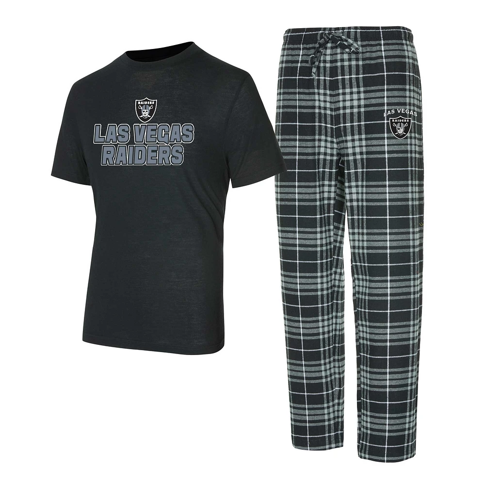 Men's Concepts Sport  Black/Gray Las Vegas Raiders Vector T-Shirt & Flannel Pants Sleep Set