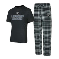 Men's Concepts Sport  Black/Gray Las Vegas Raiders Vector T-Shirt & Flannel Pants Sleep Set