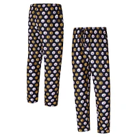 Men's Concepts Sport Black Pittsburgh Steelers Record Allover Print Knit Pants