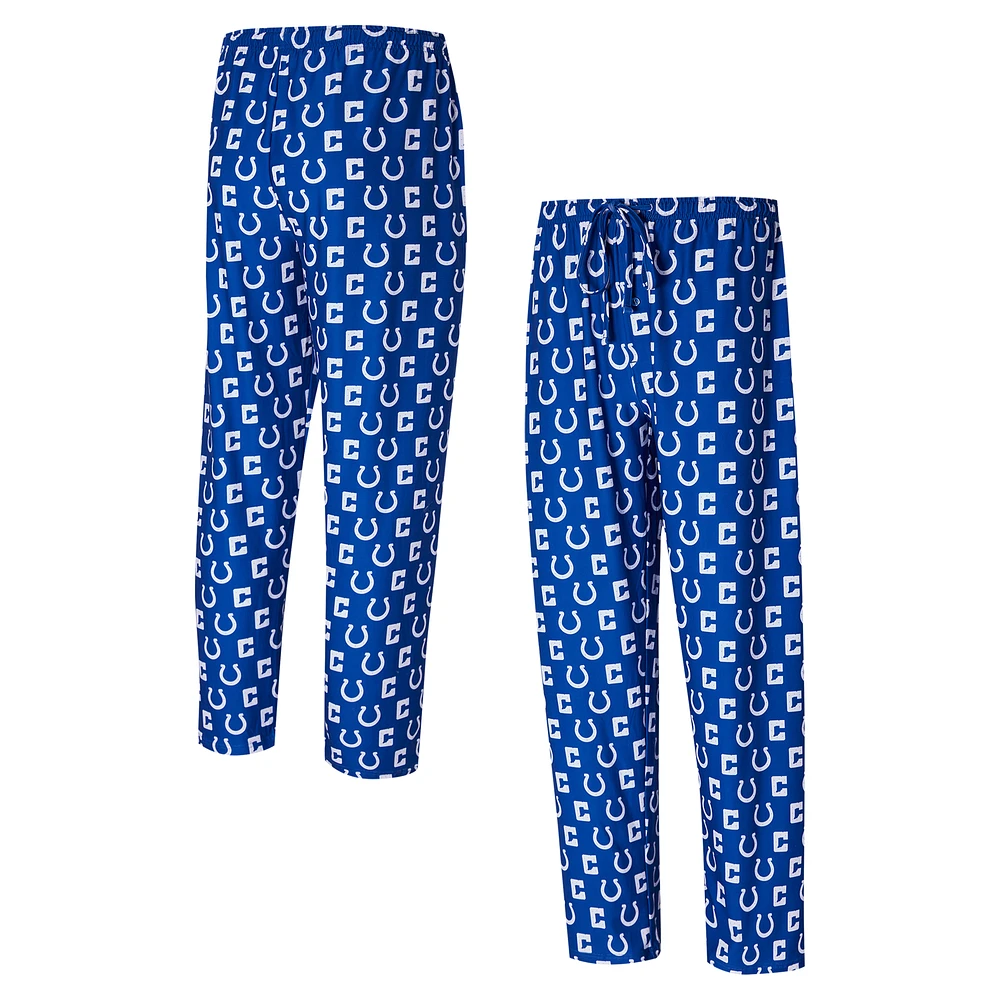 Men's Concepts Sport Royal Indianapolis Colts Record Allover Print Knit Pants