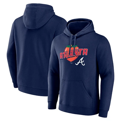 Men's  Navy Atlanta Braves Peach Pullover Hoodie