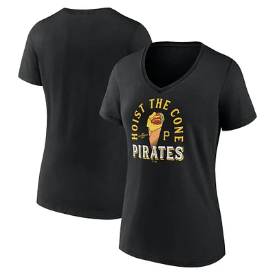 Women's  Black Pittsburgh Pirates Hoist the Cone V-Neck T-Shirt