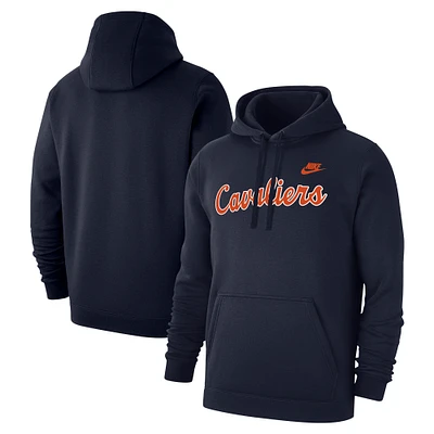 Men's Nike Navy Virginia Cavaliers Vintage Script Club Fleece Pullover Hoodie