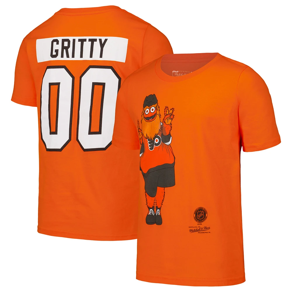 Youth Mitchell & Ness Orange Philadelphia Flyers Gritty Peace Sign T-Shirt