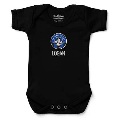 Infant Chad & Jake Black CF Montreal Logo Personalized Bodysuit