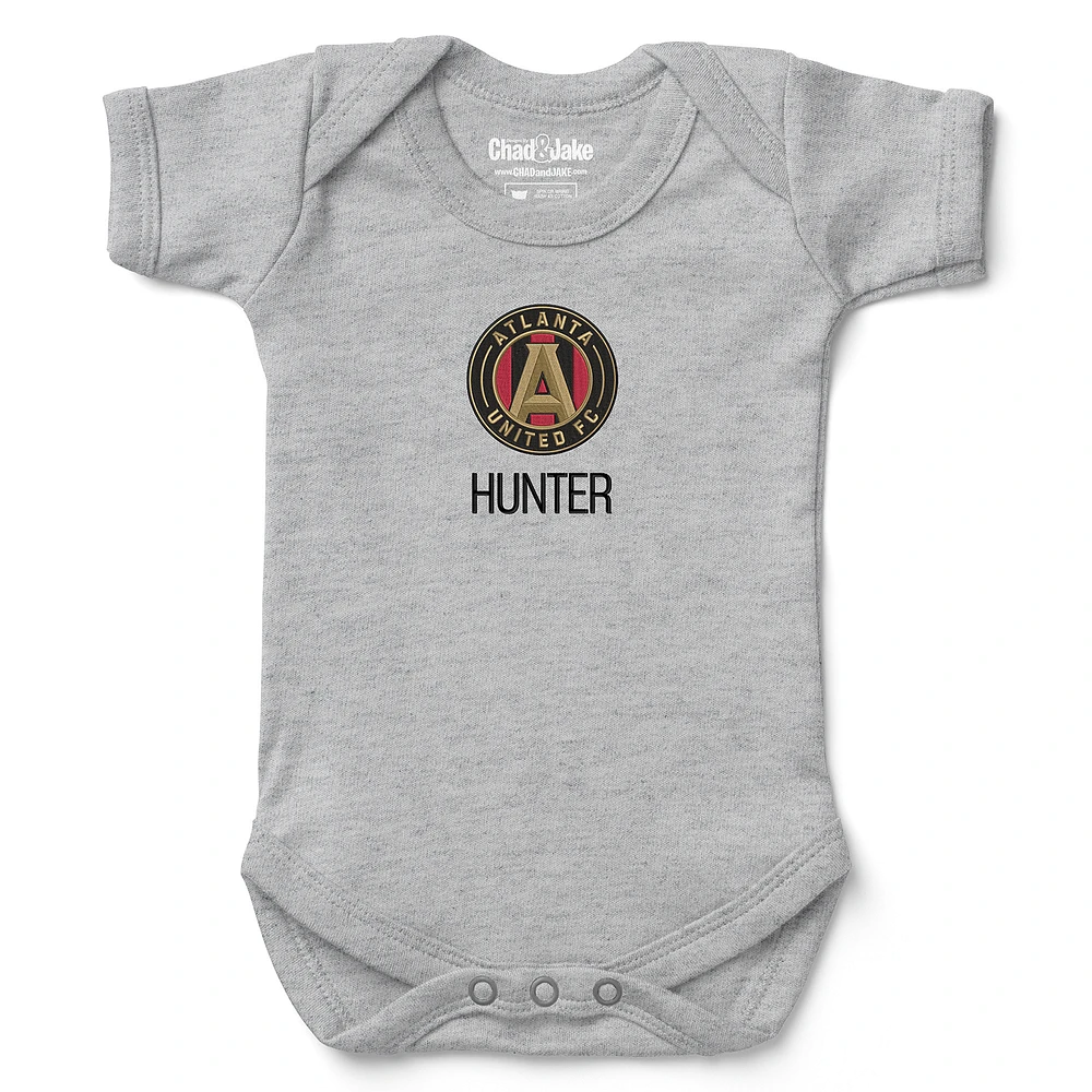 Infant Chad & Jake Heather Gray Atlanta United FC Logo Personalized Bodysuit