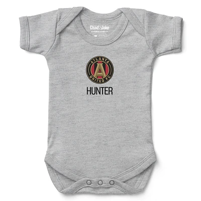 Infant Chad & Jake Heather Gray Atlanta United FC Logo Personalized Bodysuit