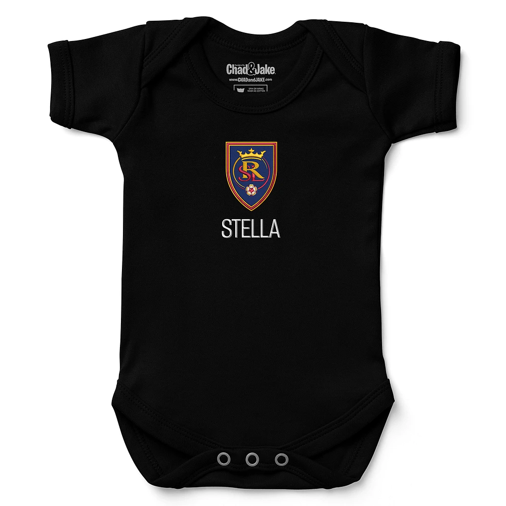 Infant Chad & Jake Black Real Salt Lake Logo Personalized Bodysuit