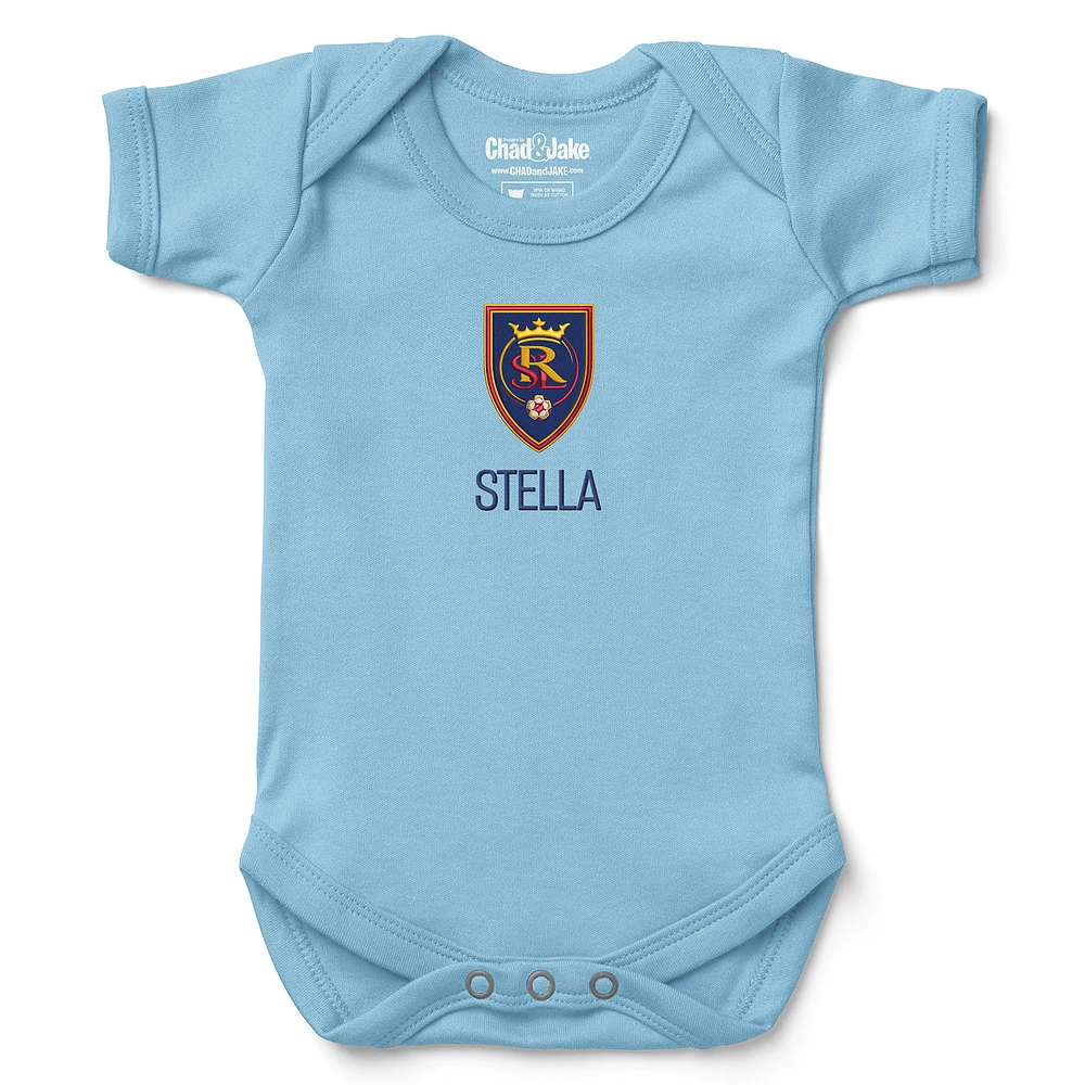 Infant Chad & Jake Light Blue Real Salt Lake Logo Personalized Bodysuit