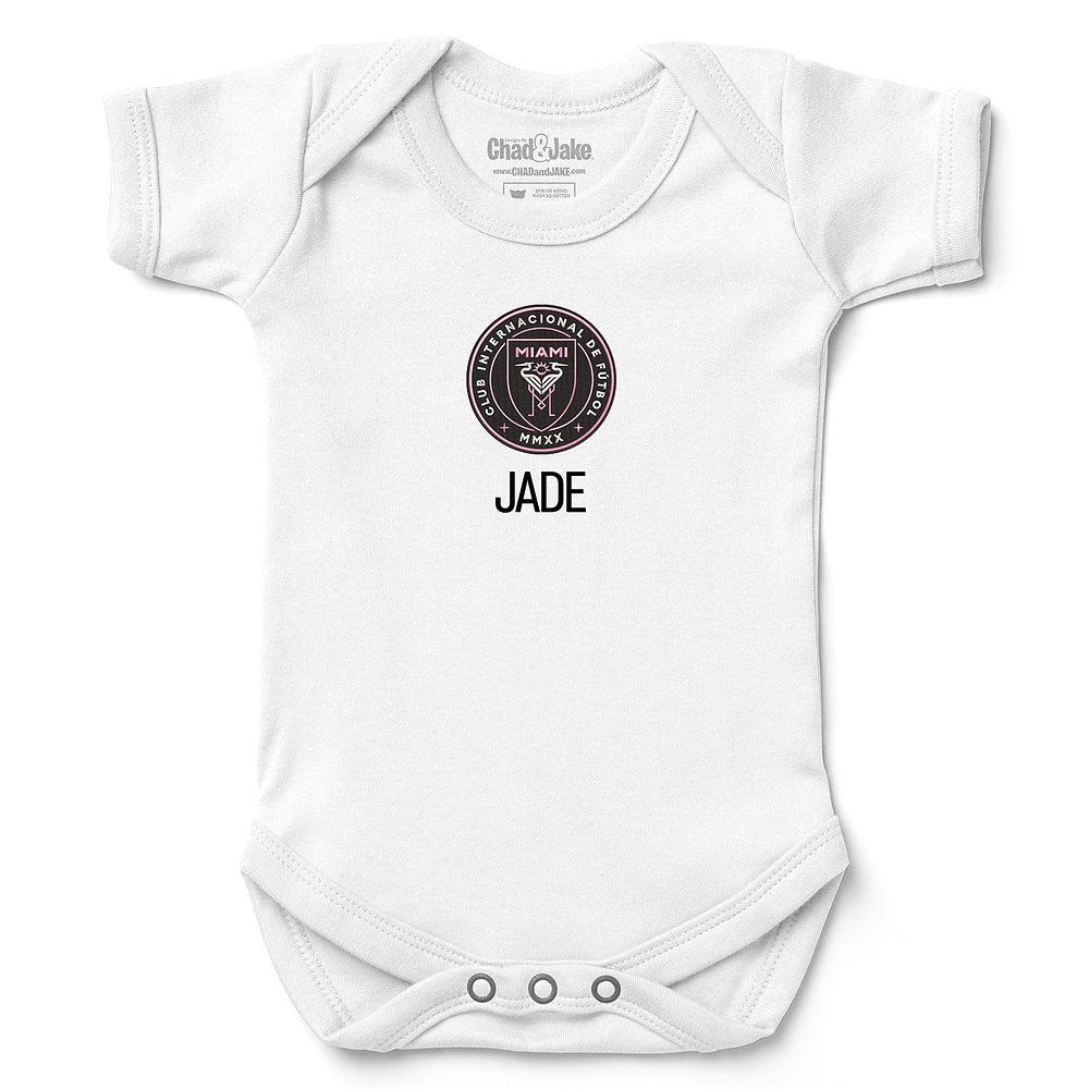 Infant Chad & Jake White Inter Miami CF Logo Personalized Bodysuit