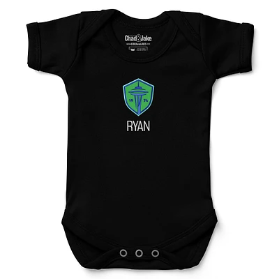 Infant Chad & Jake Black Seattle Sounders FC Logo Personalized Bodysuit