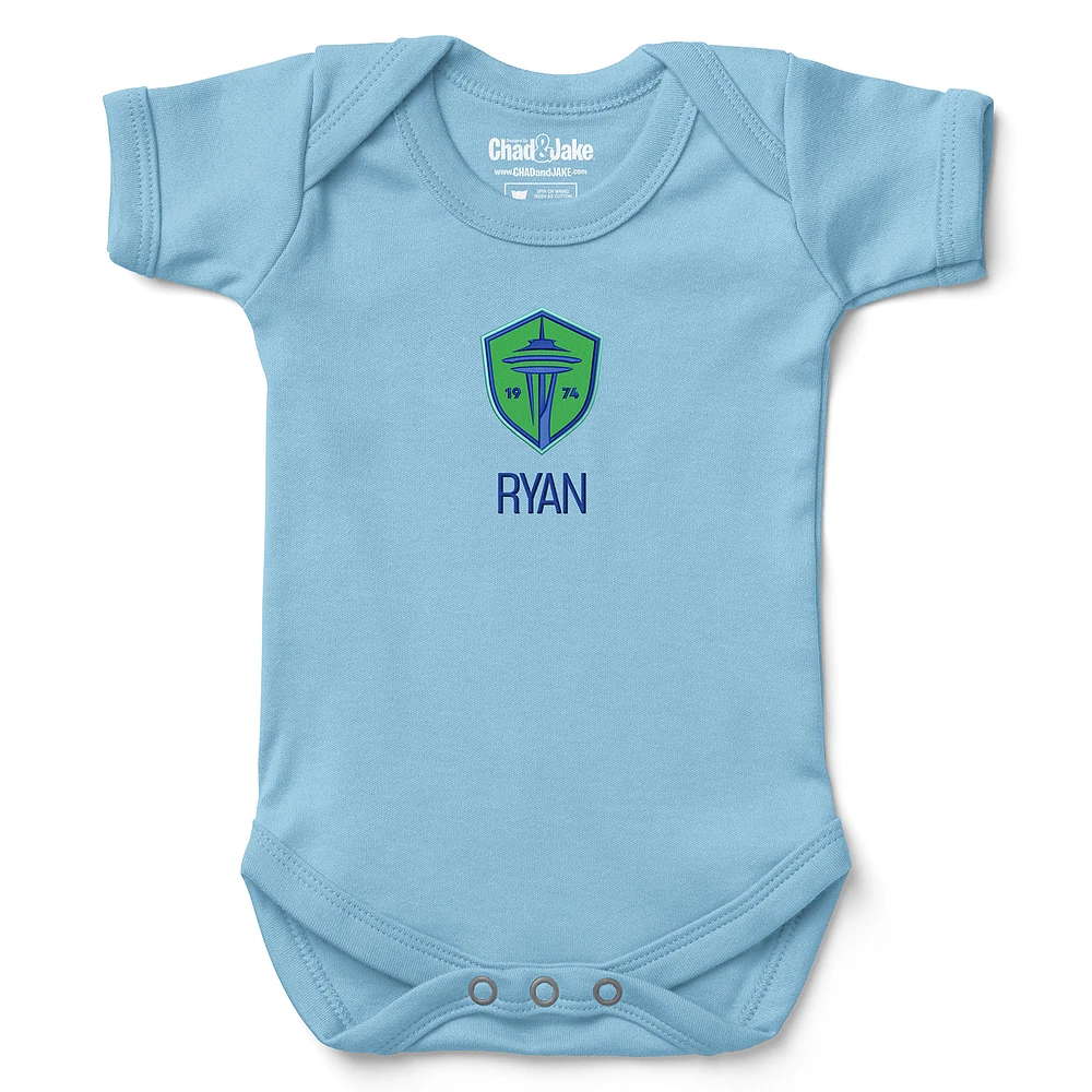 Infant Chad & Jake Light Blue Seattle Sounders FC Logo Personalized Bodysuit