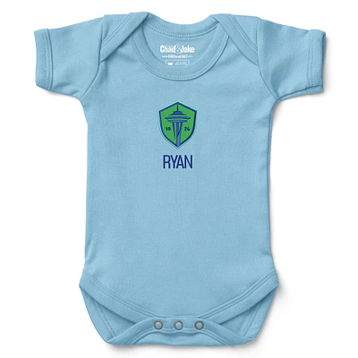 Infant Chad & Jake Light Blue Seattle Sounders FC Logo Personalized Bodysuit