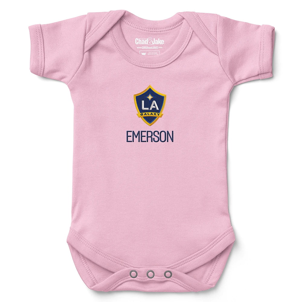 Infant Chad & Jake Light Pink LA Galaxy Logo Personalized Bodysuit