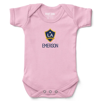Infant Chad & Jake Light Pink LA Galaxy Logo Personalized Bodysuit