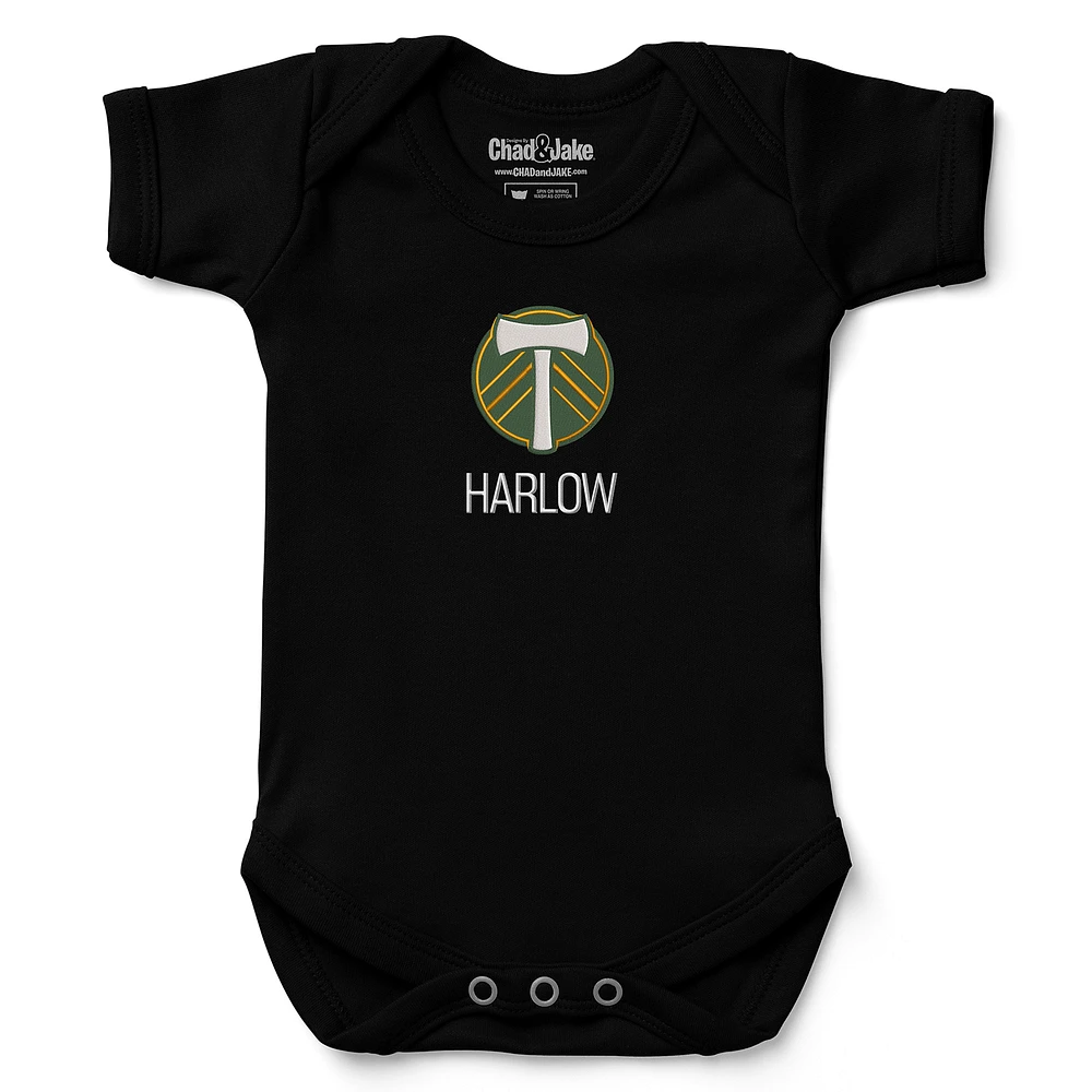 Infant Chad & Jake Black Portland Timbers Logo Personalized Bodysuit