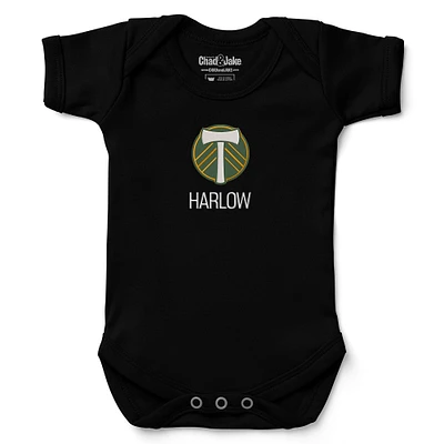 Infant Chad & Jake Black Portland Timbers Logo Personalized Bodysuit