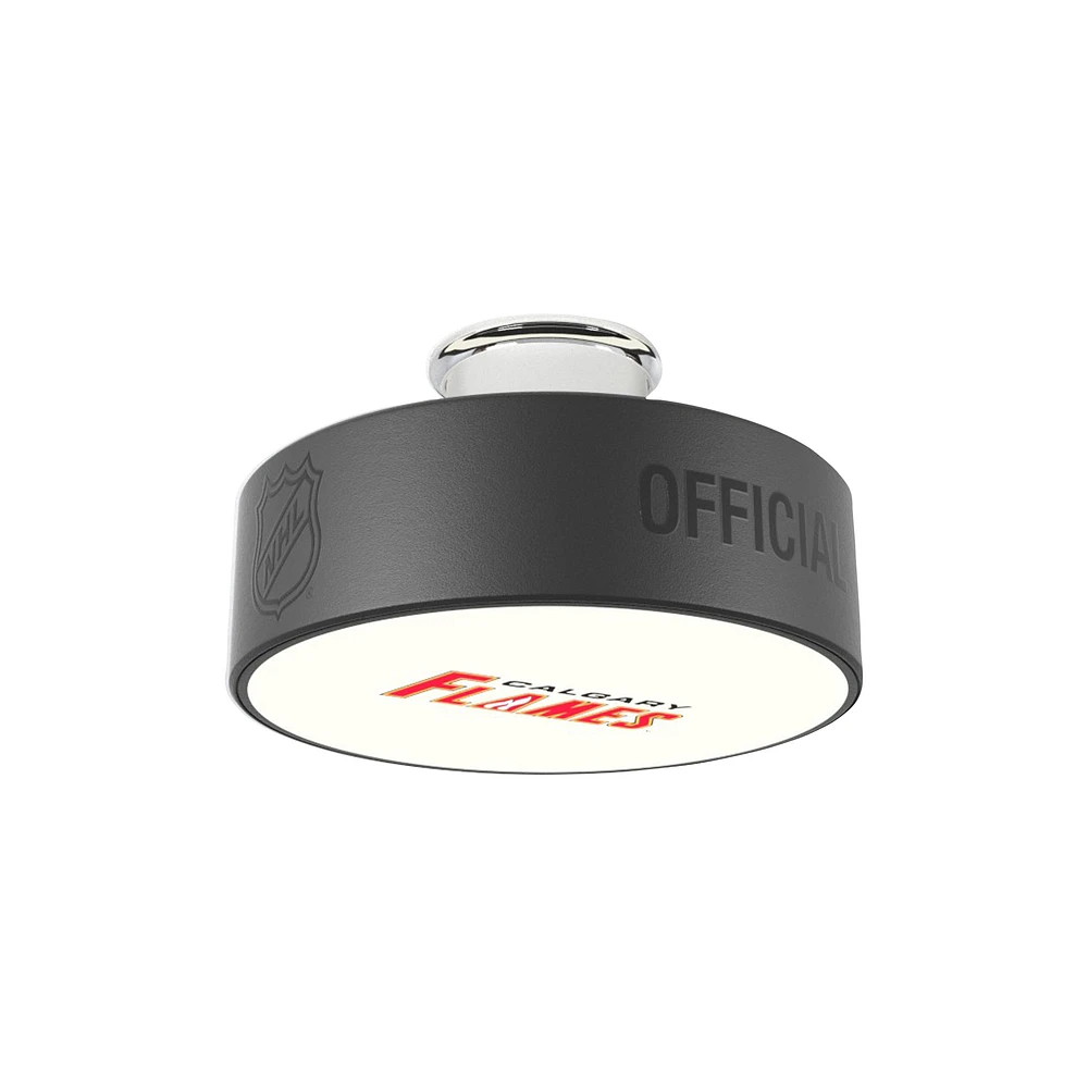Calgary Flames Retro Logo Hockey Puck Light