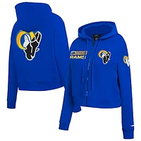 Women's Pro Standard Royal Los Angeles Rams Split Logo Full-Zip Hoodie