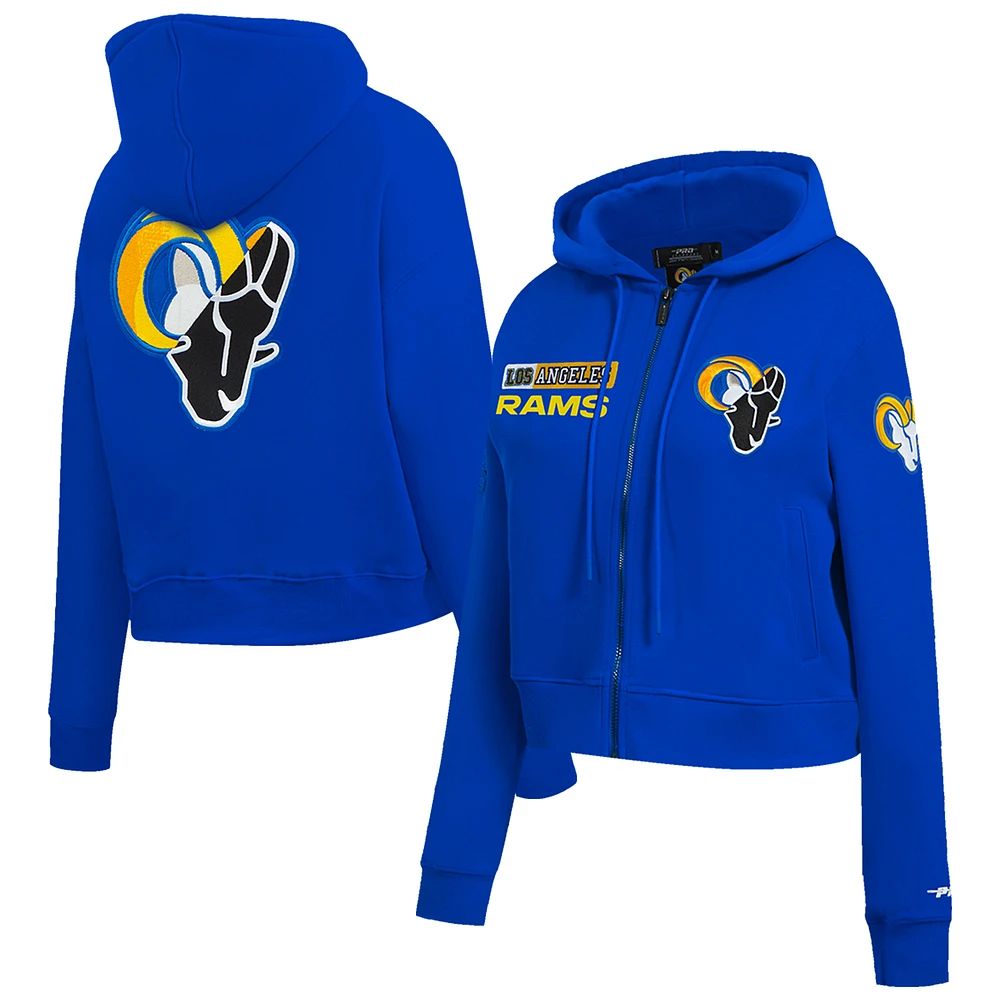 Women's Pro Standard Royal Los Angeles Rams Split Logo Full-Zip Hoodie