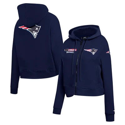 Women's Pro Standard Navy New England Patriots Split Logo Full-Zip Hoodie