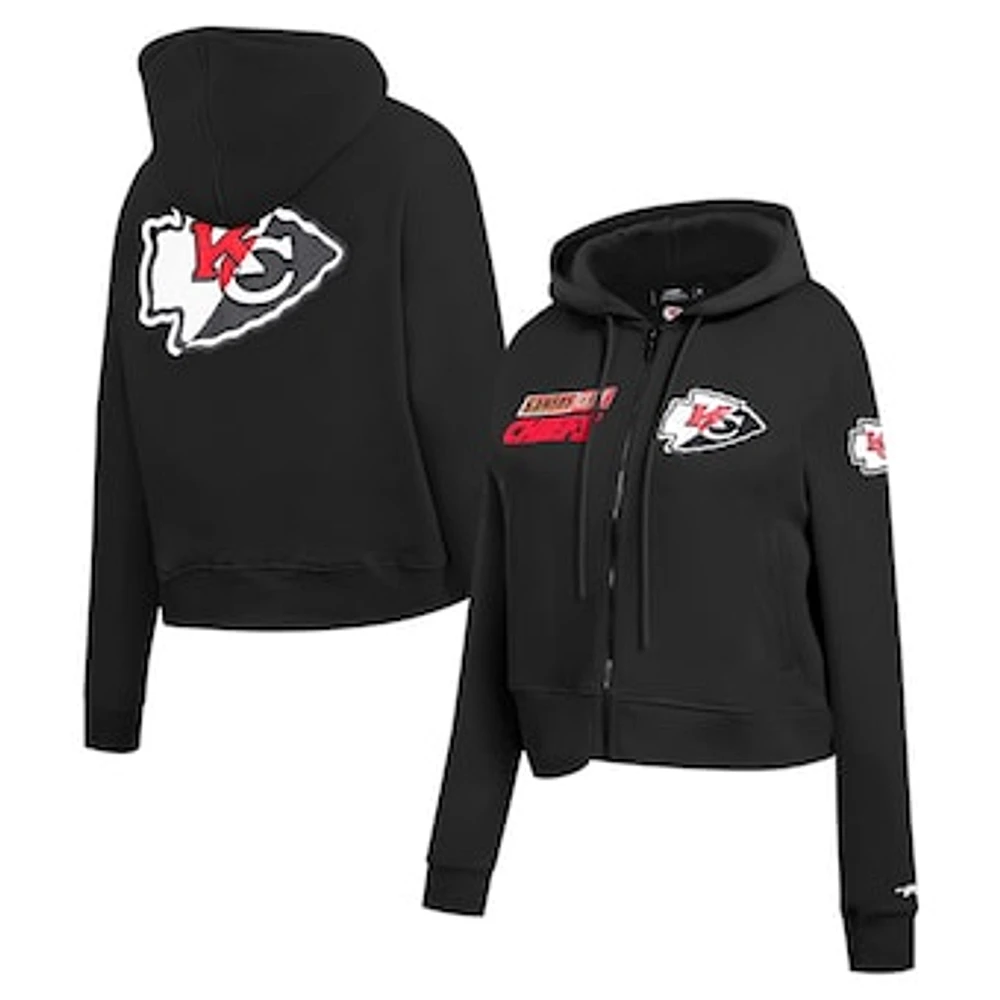 Women's Pro Standard Black Kansas City Chiefs Split Logo Full-Zip Hoodie