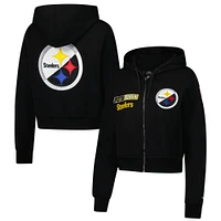 Women's Pro Standard Black Pittsburgh Steelers Split Logo Full-Zip Hoodie