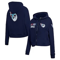 Women's Pro Standard Navy Tennessee Titans Split Logo Full-Zip Hoodie