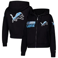 Women's Pro Standard Black Detroit Lions Split Logo Full-Zip Hoodie