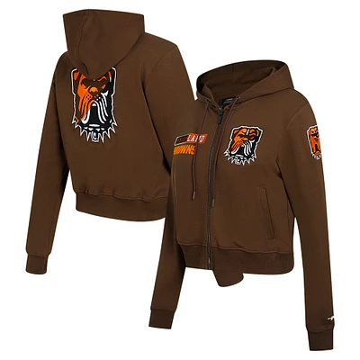 Women's Pro Standard Brown Cleveland Browns Split Logo Full-Zip Hoodie