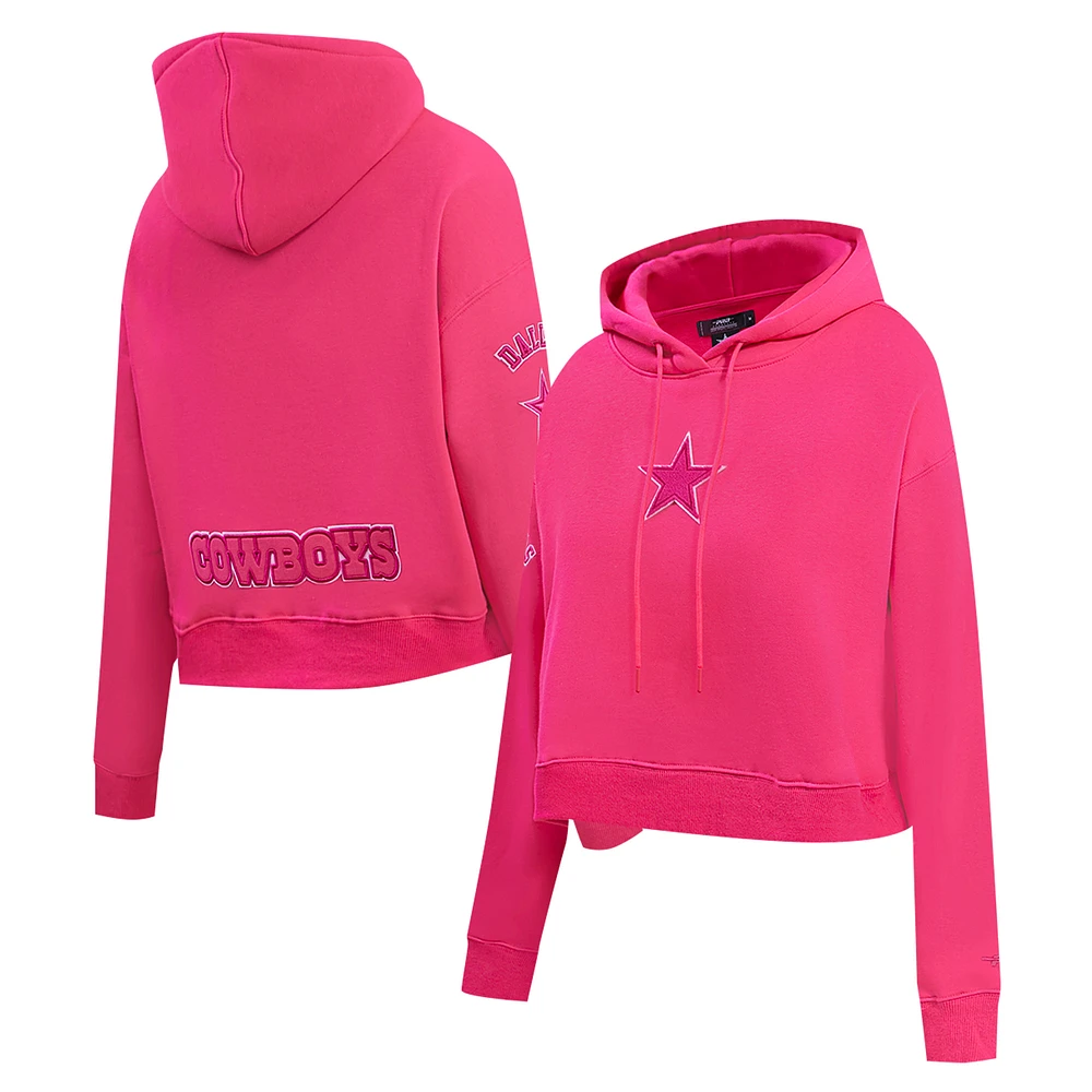 Women's Pro Standard Pink Dallas Cowboys Triple Pink Cropped Fleece Pullover Hoodie