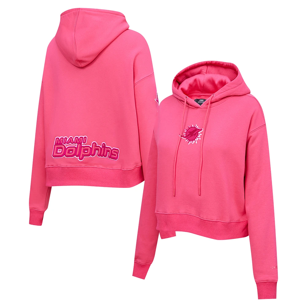 Women's Pro Standard Pink Miami Dolphins Triple Cropped Fleece Pullover Hoodie