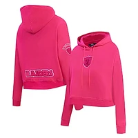 Women's Pro Standard Pink Las Vegas Raiders Triple Pink Cropped Fleece Pullover Hoodie