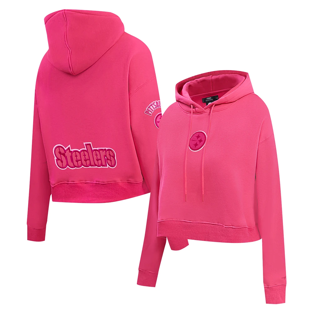 Women's Pro Standard Pink Pittsburgh Steelers Triple Pink Cropped Fleece Pullover Hoodie